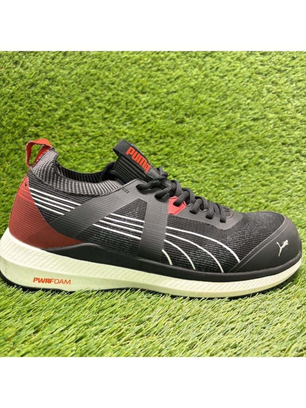 Puma Turbo Low Mens Size 11.5 Black Red White Composite Toe Safety Work Shoes
